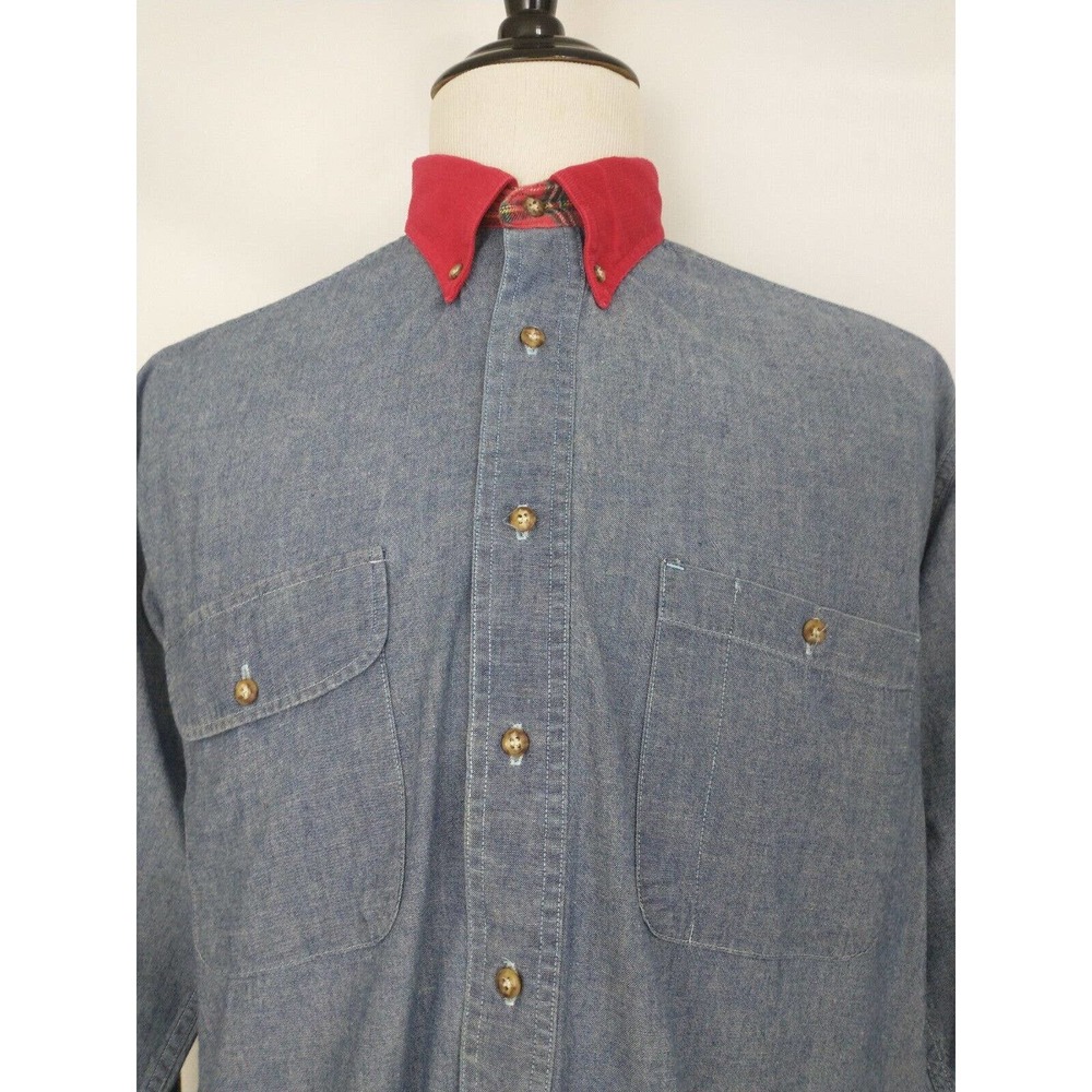 TANGO by Max Raab Blue DENIM Size Large SHIRT Button Down LONG SLEEVES Pockets
